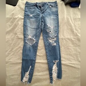 American Eagle Outfitters Distressed Skinny Jeans in Blue